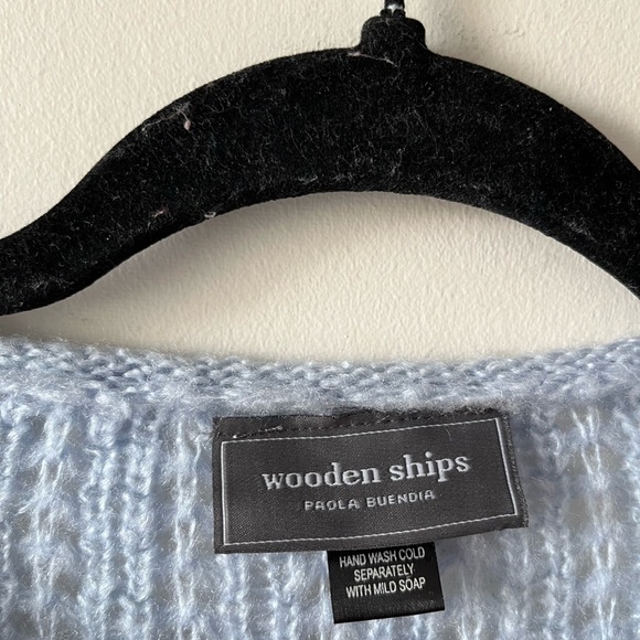 Wooden Ships Mohair-wool Blend Light Blue Open-knit  Sweater - Picture 2 of 8